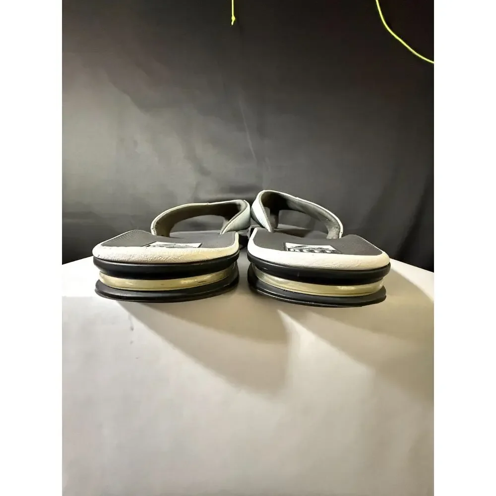 Reef Fanning Mens Flip Flops Sz 9 Gray White Bottle Opener Air Cushion